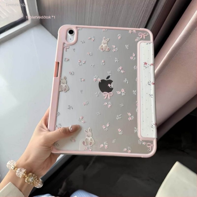 iPad Pro 11 hüvelykes tabletához védőtok – Smashed Flower Rabbit dizájn, PC anyag, IP modell, gravírozás