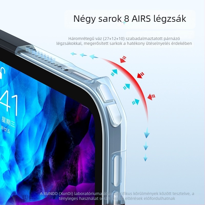 Xundd iPad Pro 11 hüvelykes védőtok, állvánnyal, TPU, ütésálló, iPad Air 4-hez