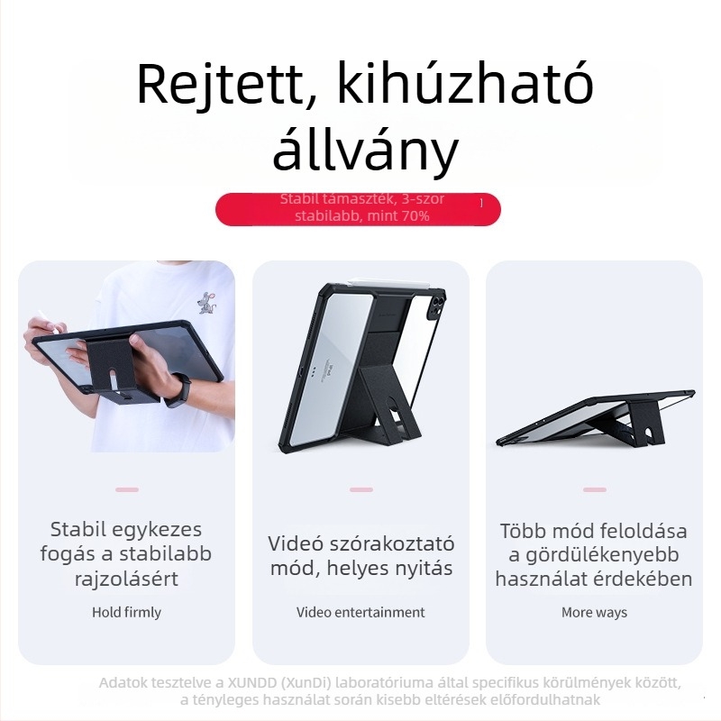 Xundd iPad Pro 11 hüvelykes védőtok, állvánnyal, TPU, ütésálló, iPad Air 4-hez