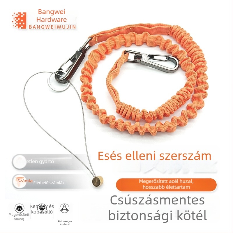 Bangwei magasban végzett munka biztonsági kötél – anyag: poliészter/acélhuzal, típus: biztonsági kötél, zuhanás elleni védelem, pozicionálás, teleszkópos rugalmasság