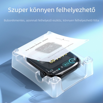Apple Watch védőfólia: rugalmas mikro-kristályos teljes képernyős hidrogel bevonattal és igazító eszközzel