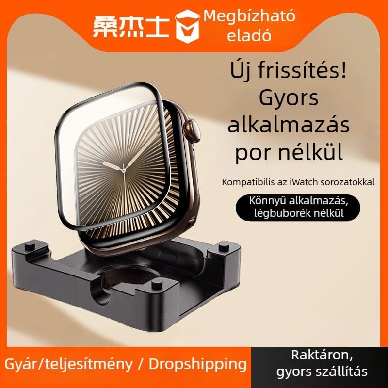 Sanjay PET Apple Watch képernyővédő fólia, anti-ujjlenyomat-mentes és teljes lefedettség, kompatibilis Apple Watch Series 9/8/7