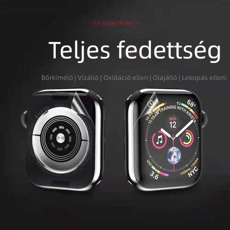 Apple Watch Series 7/6/4 képernyővédő fólia – hidrogél, teljes fedés, HD, ujjlenyomat-mentes