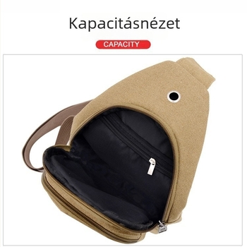 Férfi mellkas táska, 31×18 cm, vászonból, kopásálló, poliészter bélés, városi minimalista stílus