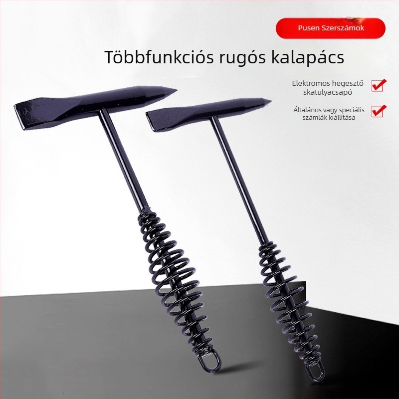 Villanyszerelő kalapács – karbonacél fej, acél nyél, nettó tömeg 0,3–0,5 kg, sorozat: rugós kalapács