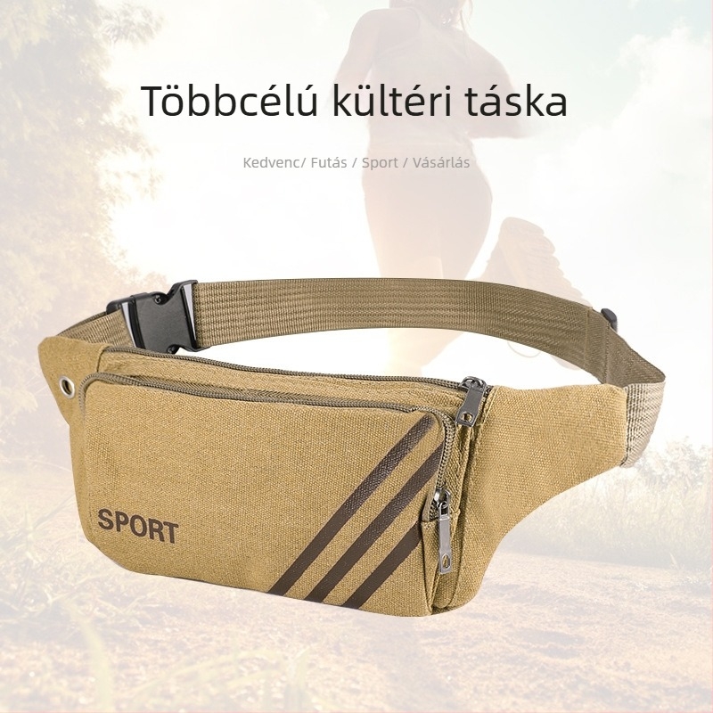 Férfi vászon mellkas táska cipzárral, nylon bélés, modell 5678
