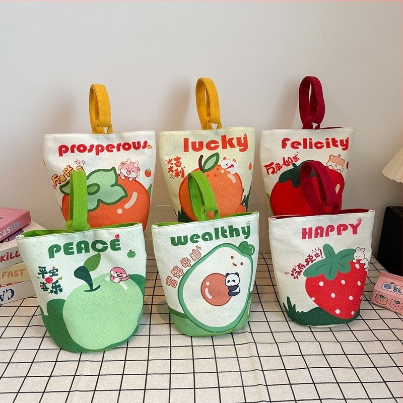 Bucket táska, friss és édes stílus, vászon anyag, vödör alakú forma, mágneses zárás, belső ID zseb