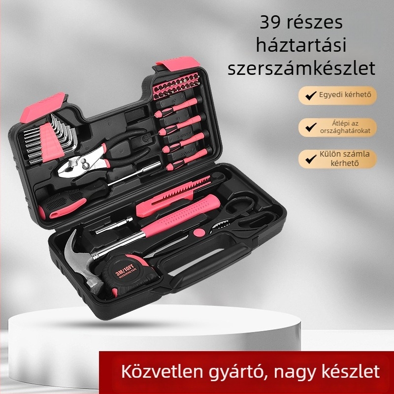 39-darabos háztartási szerszámkészlet szénacélból