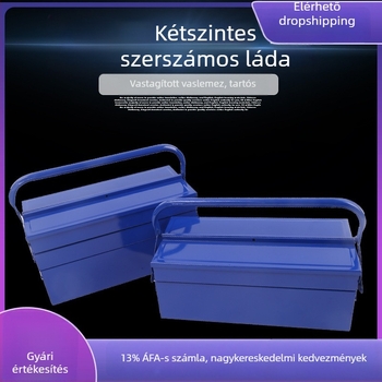 Fém szerszámtároló kettős rétegű kivitelben, hordozható összecsukható szerszámtartó elektromos javításokhoz (Anyag: fém; Kialakítás: kettős réteg; Hordozható; Elektromos javításokhoz)