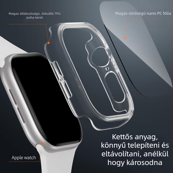 Apple Watch Series 8/7-hez TPU+PC védőtok integrált kijelzővédővel