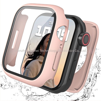 Apple Watch vízálló tok integrált kijelzővédő fóliával, teljesen zárt védőház iWatch11-hez, PC anyag