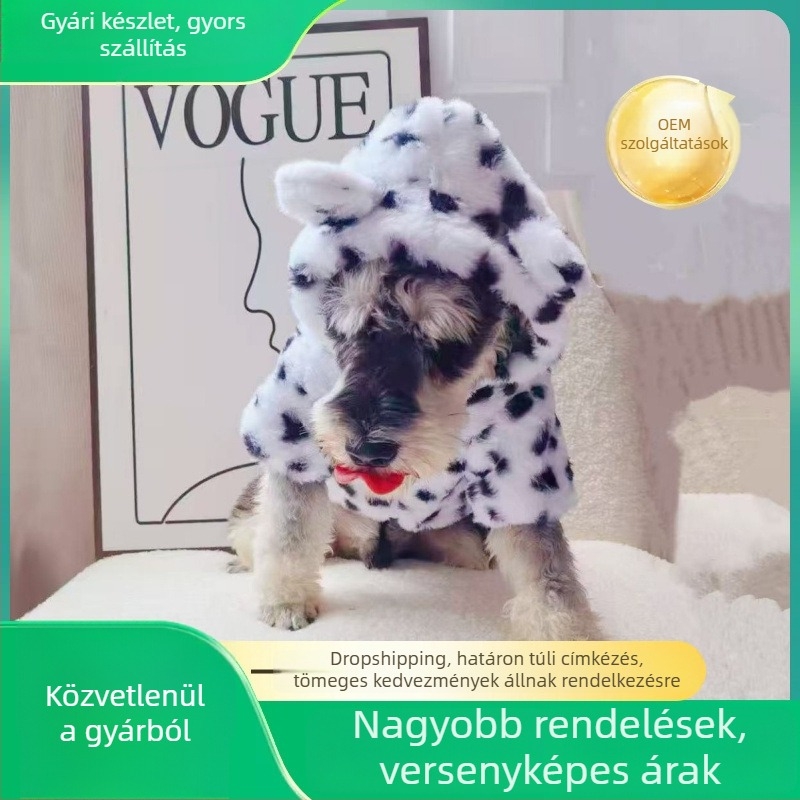 Őszi–téli vastag, meleg kutyakabát műszőrből, kis- és közepes testű kutyáknak