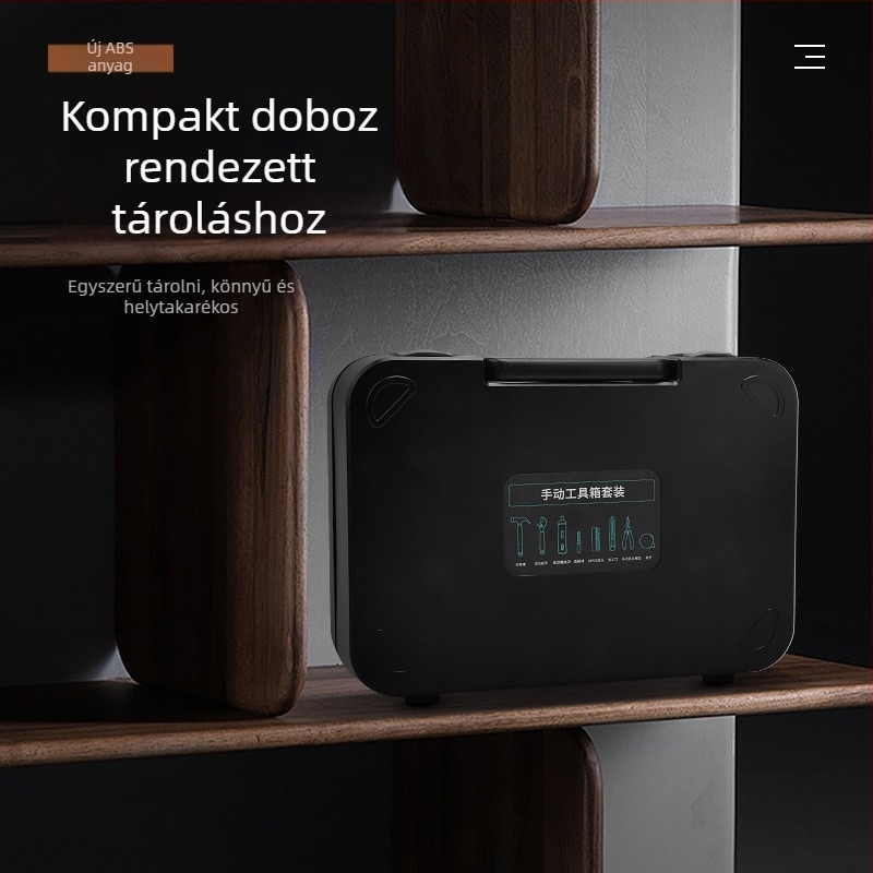 17 részes többfunkciós háztartási szerszámkészlet, magas széntartalmú acél eszközökkel és elektromos csavarhúzóval