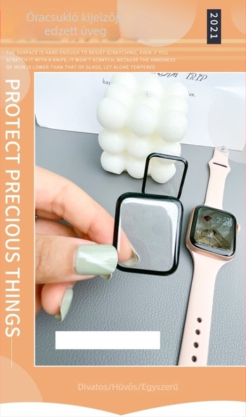Apple Watch Series 2–5 temperált filmből készült képernyővédő, teljes képernyő, ívelt üveg, Shengweixing márka, csomagolás Opp bag
