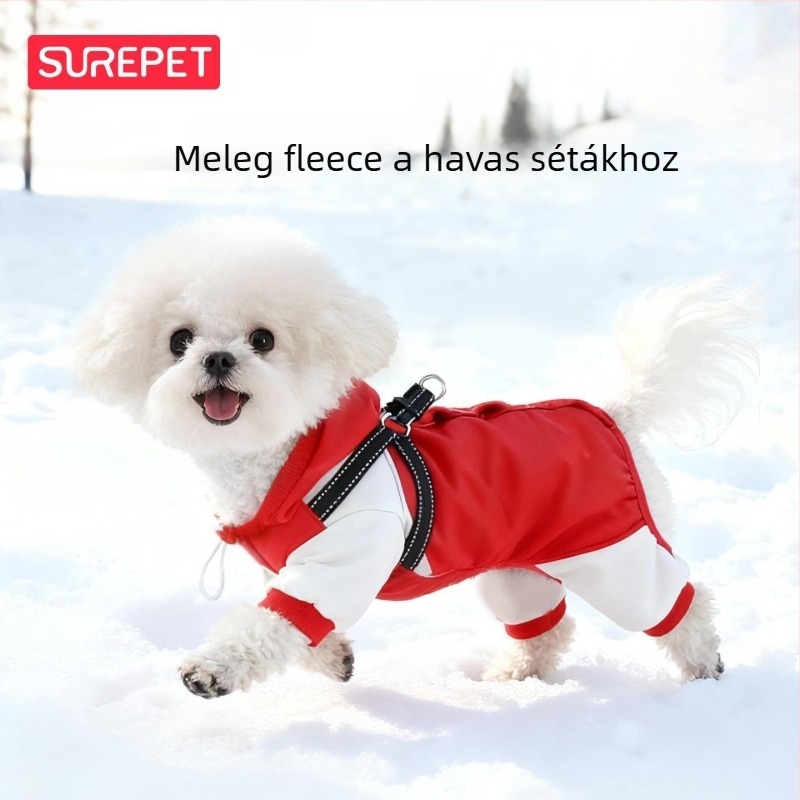 Kutyáknak kapucnis kabát – fleecével bélelt, meleg, szél- és vízálló, szennyeződés elleni