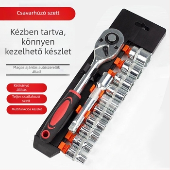 12 részes autójavító szerszámkészlet dugókulcsokkal, karbonacélból, karbantartásra és gépjavításra