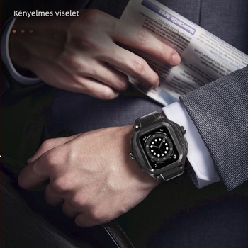 Apple Watch Ultra 2 védőtok sportos/kültéri használatra – TPU+PC; kompatibil Watch4; tartalmaz: órakeret, óraszíj, alkoholos tasak, használati útmutató; licencelt magánmárka