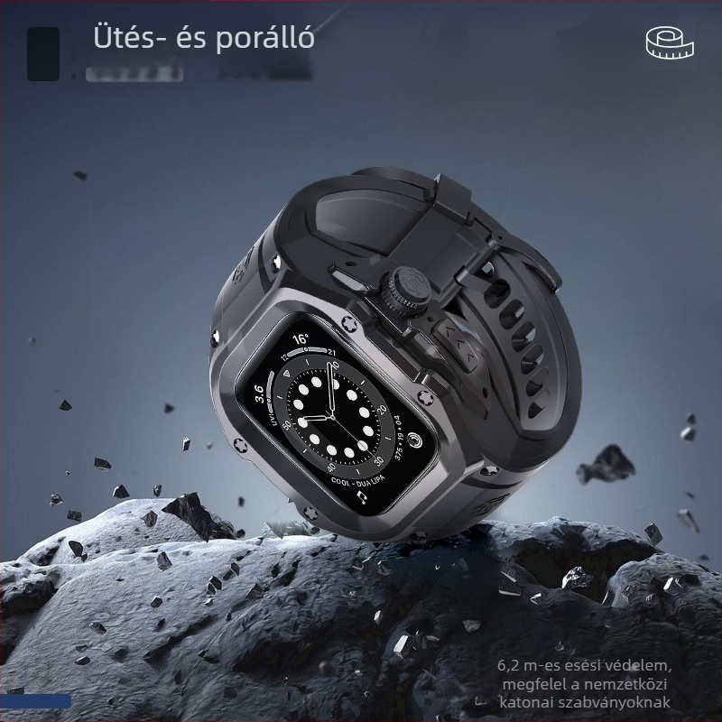 Apple Watch Ultra 2 védőtok sportos/kültéri használatra – TPU+PC; kompatibil Watch4; tartalmaz: órakeret, óraszíj, alkoholos tasak, használati útmutató; licencelt magánmárka
