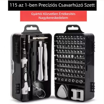 115-in-1 precíziós csavarhúzó készlet számítógépek és mobiltelefonok szétszereléséhez (szigetelt; nem mágneses; 45# acél)