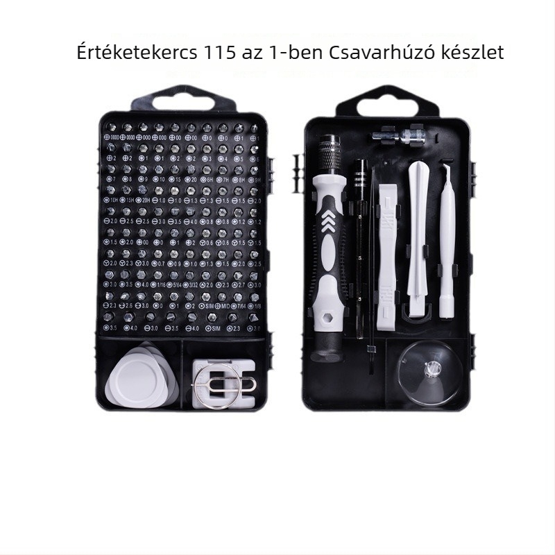 115-in-1 precíziós csavarhúzó készlet számítógépek és mobiltelefonok szétszereléséhez (szigetelt; nem mágneses; 45# acél)
