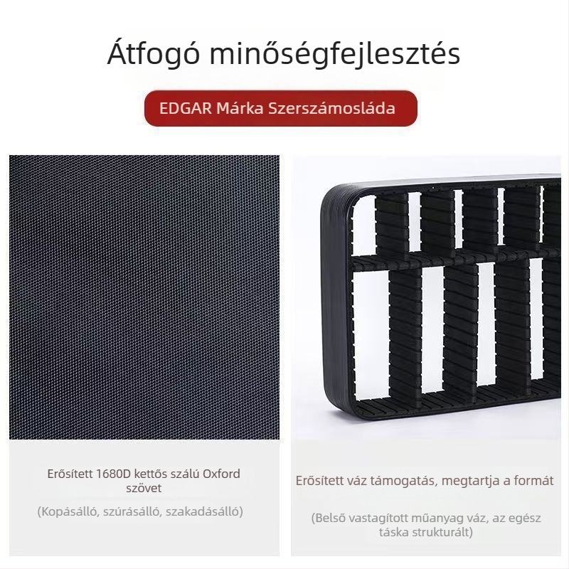 Villanyszerelő szerszágtáska – hordozható, nagy kapacitású, Oxford anyagú, kopásálló, kétszintes tároló