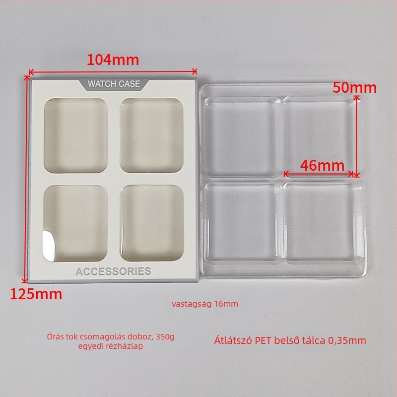 Apple Watch védőtok csomagoló dobozok – négy darabos készlet, papírkarton, offset nyomtatás, teherbírás 500 g, kompatibilis Apple Watch 4/5/6/7/8 SE