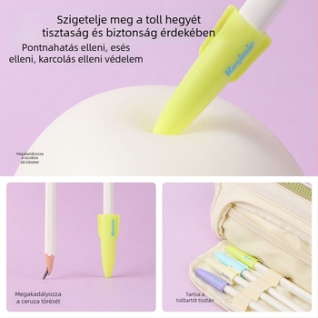 Casimir ceruza sapka és tok, átlátszó védőburkolat, fém; általános iskolás diákoknak és óvodásoknak