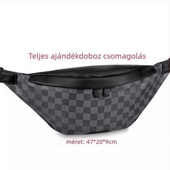Férfi mellkas táska, utcai stílus, valódi bőr, kopásálló és bővíthető, nylon bélés