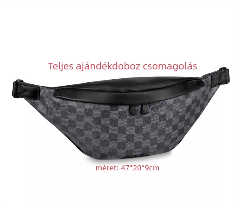 Férfi mellkas táska, utcai stílus, valódi bőr, kopásálló és bővíthető, nylon bélés