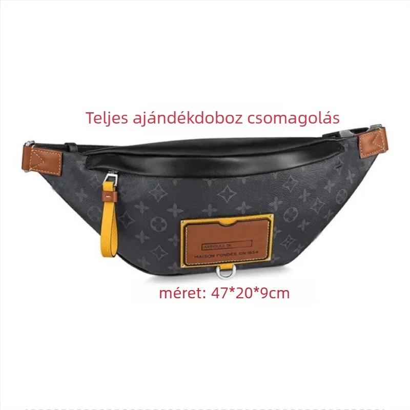 Férfi mellkas táska, utcai stílus, valódi bőr, kopásálló és bővíthető, nylon bélés