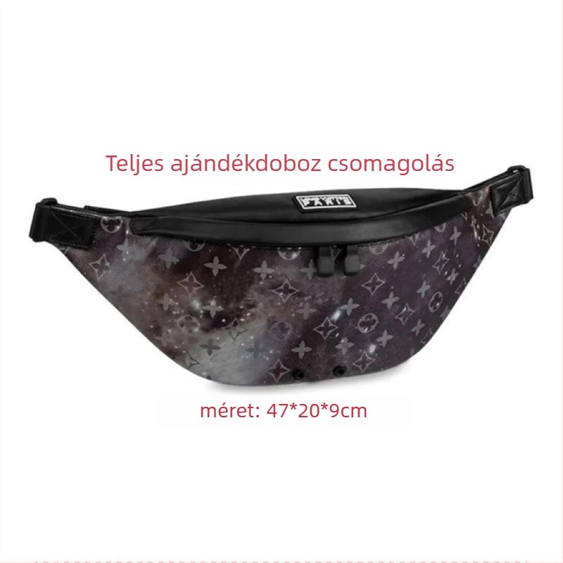 Férfi mellkas táska, utcai stílus, valódi bőr, kopásálló és bővíthető, nylon bélés