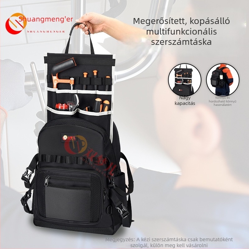 Szerelőtechnikusok részére hátizsák eszközökkel, multifunkcionális javítótáska, vastagított kopásálló hordozható villanyszerelő doboz SJ-0005, Double Dreamer