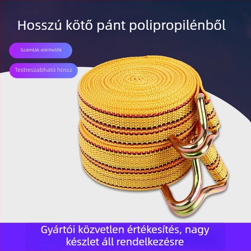 Teherrögzítő heveder dupla kampóval — polipropilén, 5T teherbírás, kézi zárómechanizmus, testreszabható modell