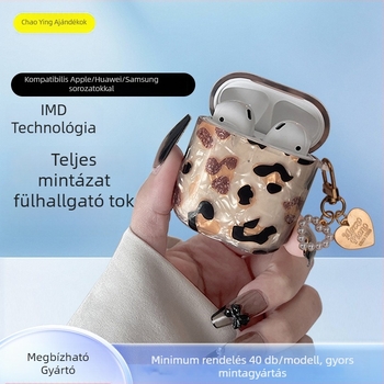 AirPods Pro 3 és AirPods 4. generáció védőtok – leopárd mintázatú héj, TPU+PET, IMD folyamat