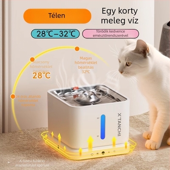 Intelligens ivóvízrendszer háziállatok számára pumpával, állandó hőmérsékletű fűtés, automata itatópohár macskáknak és kutyáknak, szűrő, vezeték nélküli