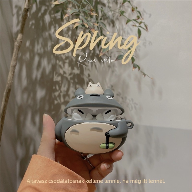 Totoro mintás szilikon védőtok AirPods Pro 2/3/4 generációkhoz