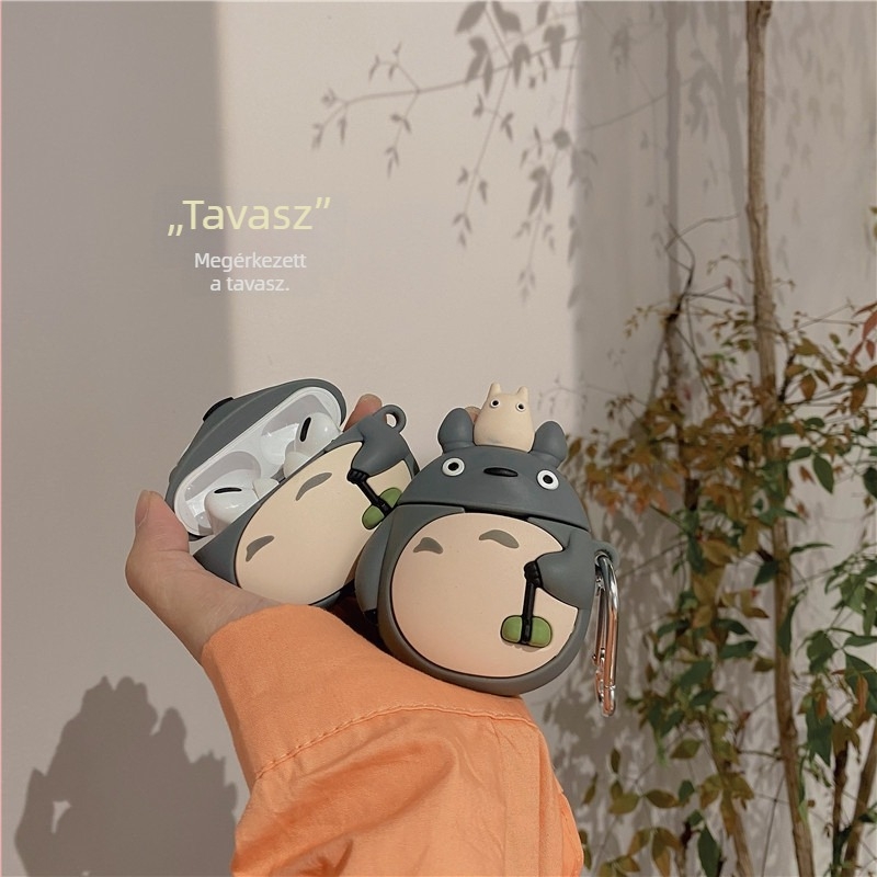 Totoro mintás szilikon védőtok AirPods Pro 2/3/4 generációkhoz