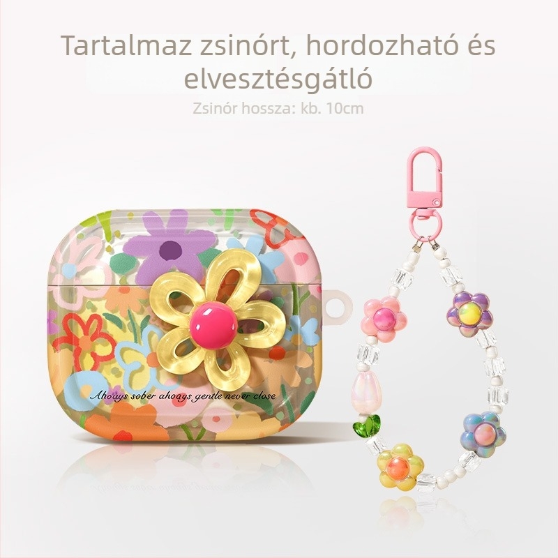 TPU tok tavaszi virágmintával AirPods 4. generációhoz és AirPods Pro 2. generációhoz