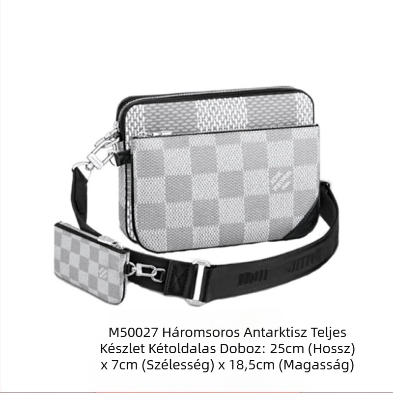 Férfi keresztpántos oldaltáska — három az egyben dizájn, PVC anyag, antibakteriális funkció, betűs minta, vászon bélés, Donkey Home Pair Edition