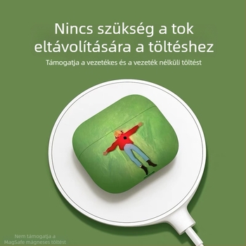 AirPods 4 tok, szilikon, matt felület, reliefes kialakítás, rajzfilmszerű stílus, Apple-kompatibilis