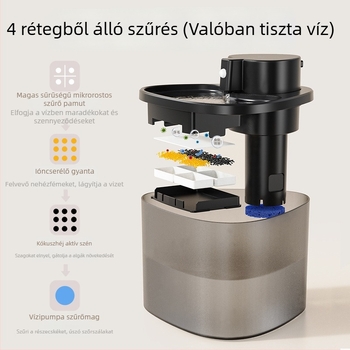 Macska vezeték nélküli vízadagoló – Kivehető kivitel, alkalmas macskáknak és kutyáknak, 700 g, tartalmaz vízpumpát és szűrőelemet
