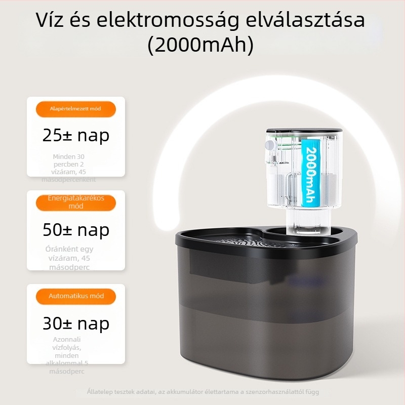 Macska vezeték nélküli vízadagoló – Kivehető kivitel, alkalmas macskáknak és kutyáknak, 700 g, tartalmaz vízpumpát és szűrőelemet