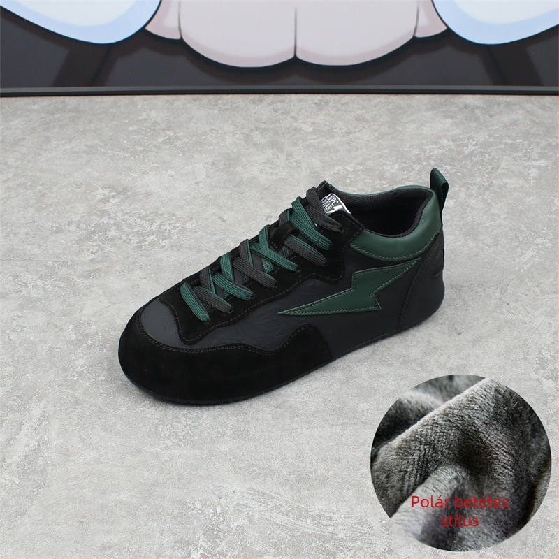 Férfiaknak Platform cipő fleece béléssel, pigskin felsőrész, PU belső talp, gumitalp, kerek orr