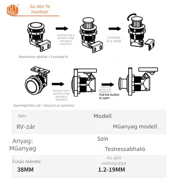 RV gombos zár, cinkötvözet BL 22, univerzális fiók- és szekrényzár, modern minimalista stílus