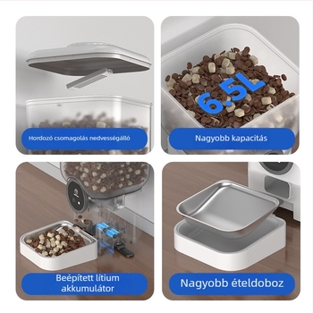 PAPIFEED Automata állateledel-etető időzített adagolással, távoli alkalmazásvezérléssel, levehető kialakítással macskáknak és kutyáknak