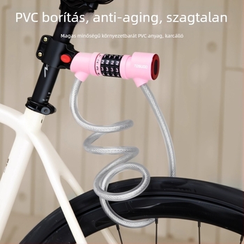 Tosuod jelszavas kerékpárzár hátsó fénnyel; Anyag: PVC + acélsodrony + cinkötvözet mag; Testreszabható