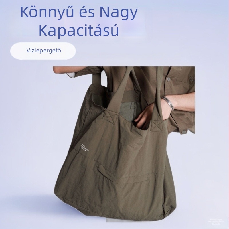 Vízálló, könnyű váll- és tote táska nylon béléssel, nyitott felső rész, belső cipzáras zseb és telefon zseb