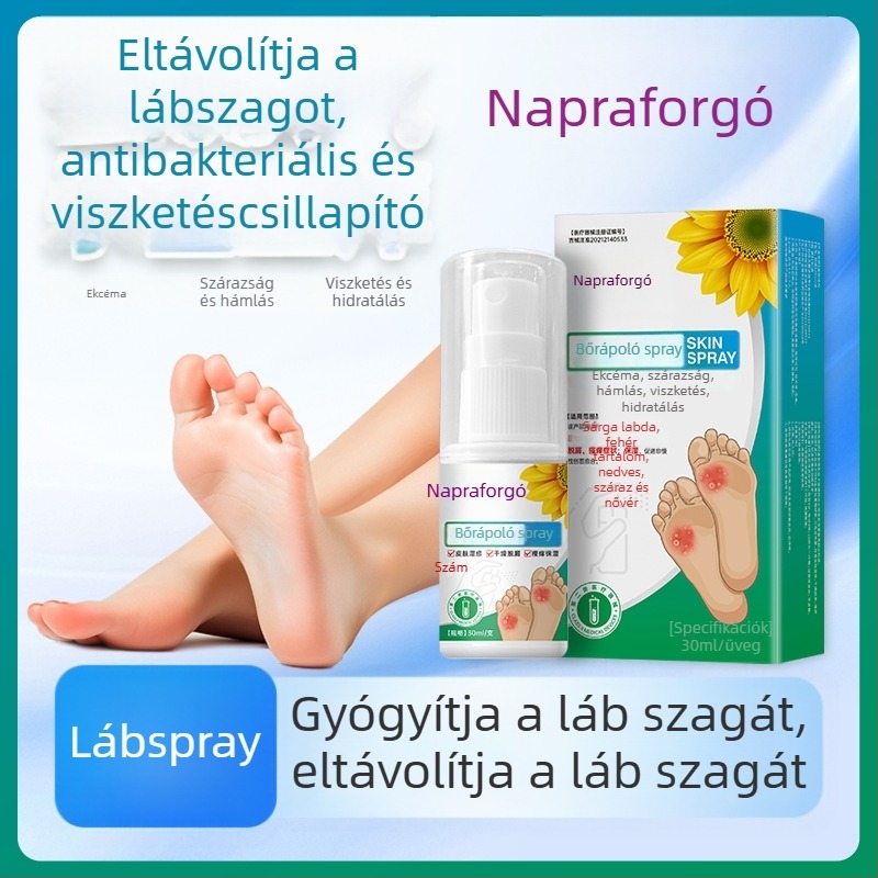 Sunflower Orvosi Bőr Spré Lábakra - Eczema, Szárazság és hámlás enyhítése; Hidratál; Elősegíti a nem krónikus sebek gyógyulását; Carbomer oldat permetezővel; Engedély Ji Xie Zhu Zhun 20212140533