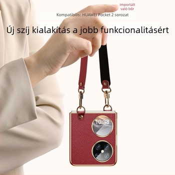 Huawei Pocket2 telefon tok – 2-in-1 luxus műbőr, csuklópánt, ütésálló, kopásálló