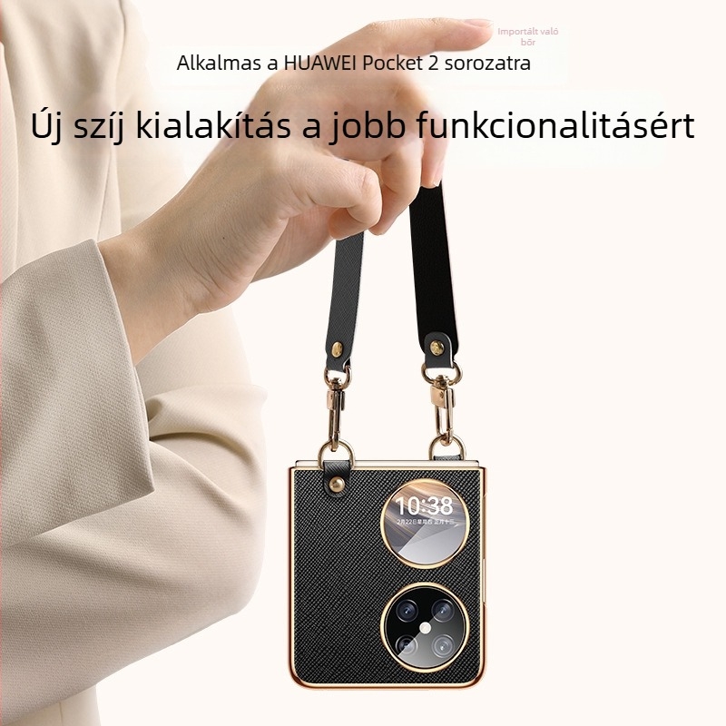 Huawei Pocket2 telefon tok – 2-in-1 luxus műbőr, csuklópánt, ütésálló, kopásálló